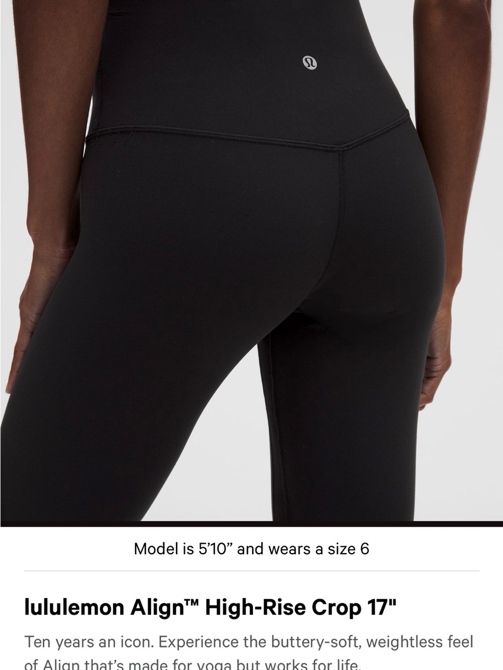 Lululemon Black Align High Rise Crop Legging 17 inch NEW size 10